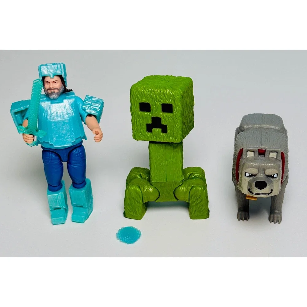 Minecraft Jack Black Steve Creeper Wolf Action Figure Set Mattel gamer